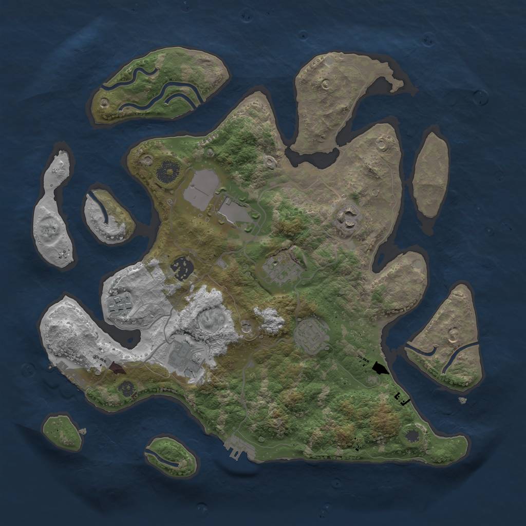 Rust Map: Procedural Map, Size: 3500, Seed: 808535, 12 Monuments