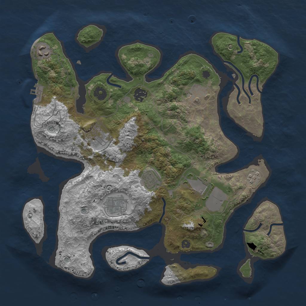 Rust Map: Procedural Map, Size: 3500, Seed: 255390, 12 Monuments