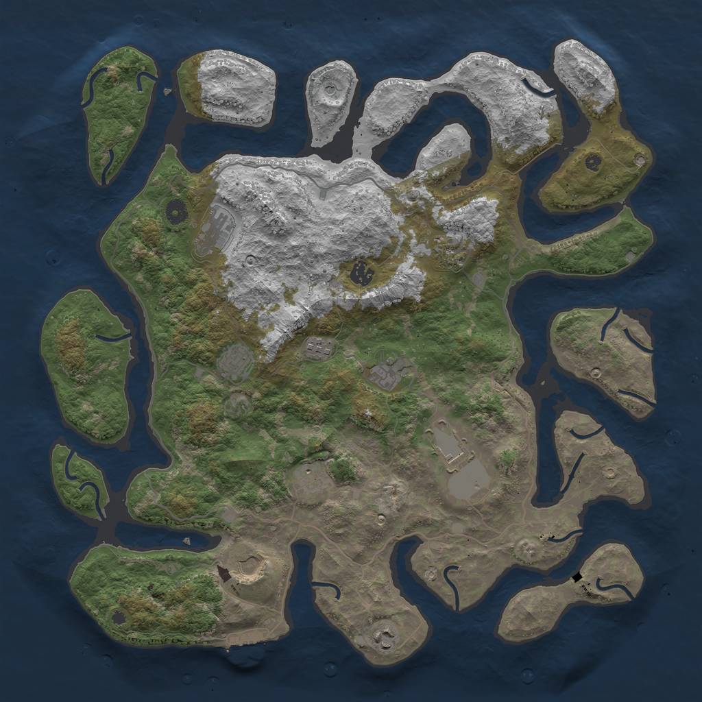 Rust Map: Procedural Map, Size: 4500, Seed: 305069220, 14 Monuments