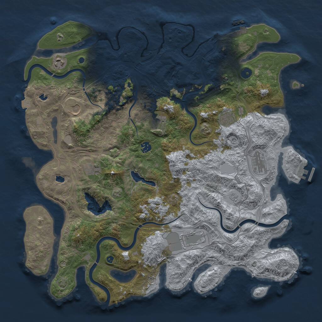 Rust Map: Procedural Map, Size: 4500, Seed: 374425, 15 Monuments