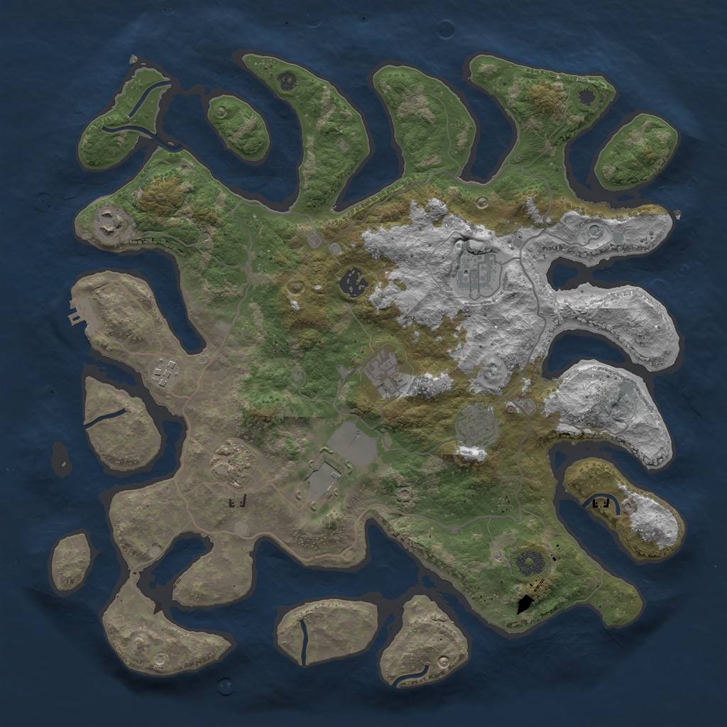 Rust Map: Procedural Map, Size: 4000, Seed: 794577, 12 Monuments