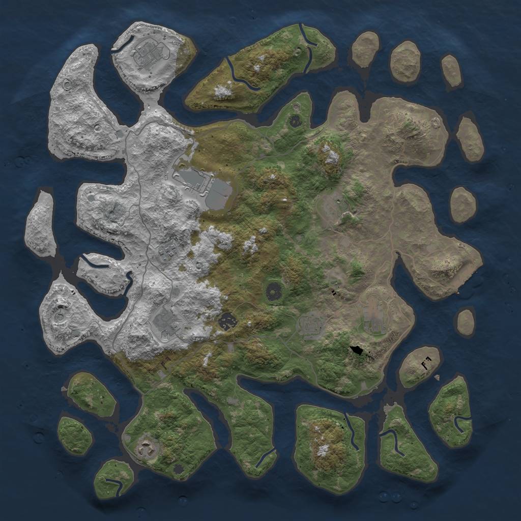 Rust Map: Procedural Map, Size: 4500, Seed: 630105, 13 Monuments