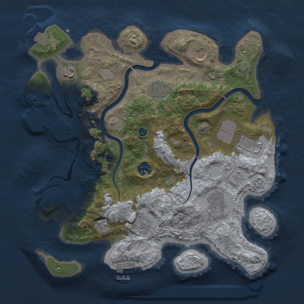 Rust Map: Procedural Map, Size: 3500, Seed: 999473, 14 Monuments