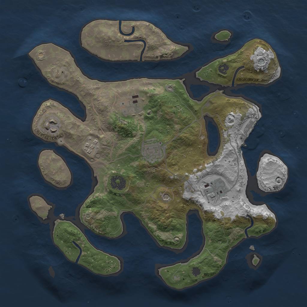 Rust Map: Procedural Map, Size: 3000, Seed: 273533915, 9 Monuments