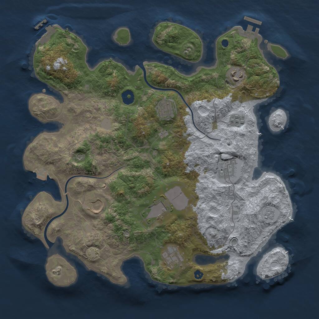 Rust Map: Procedural Map, Size: 3500, Seed: 928660, 13 Monuments
