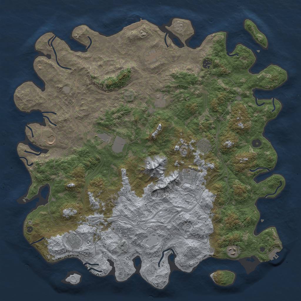 Rust Map: Procedural Map, Size: 5000, Seed: 37458, 18 Monuments