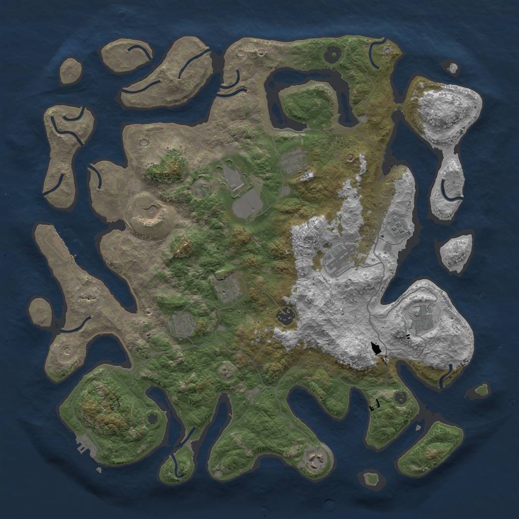 Rust Map: Procedural Map, Size: 4500, Seed: 1303238457, 15 Monuments