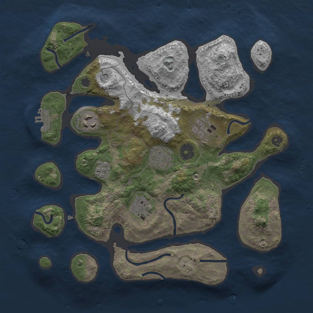 Rust Map: Procedural Map, Size: 3000, Seed: 1002468963, 9 Monuments