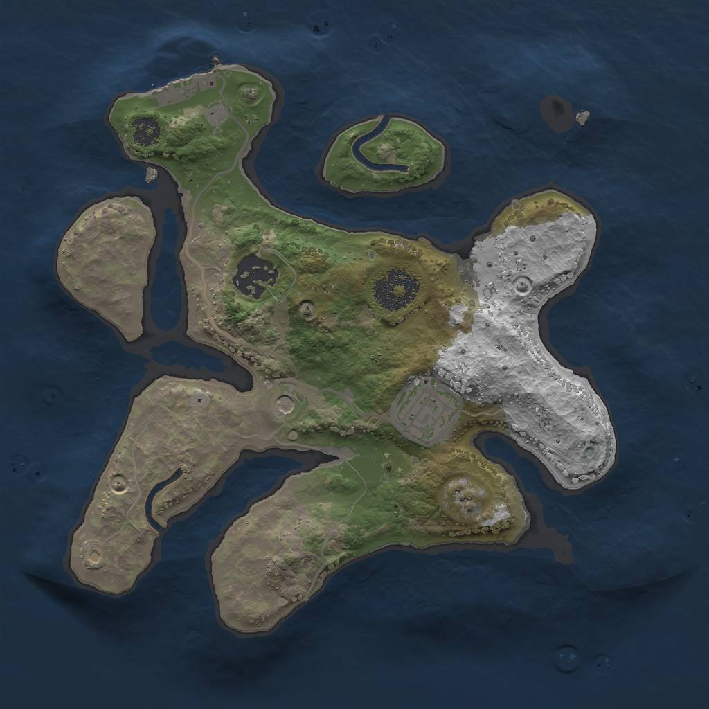 Rust Map: Procedural Map, Size: 2500, Seed: 1395410205, 6 Monuments