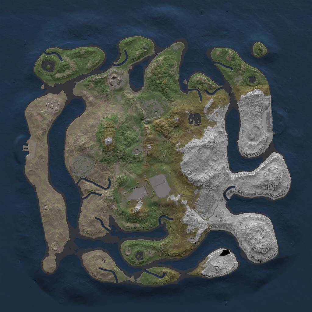 Rust Map: Procedural Map, Size: 3500, Seed: 232651801, 12 Monuments