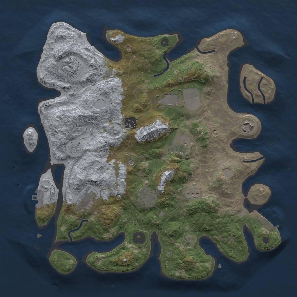 Rust Map: Procedural Map, Size: 3500, Seed: 385542, 15 Monuments