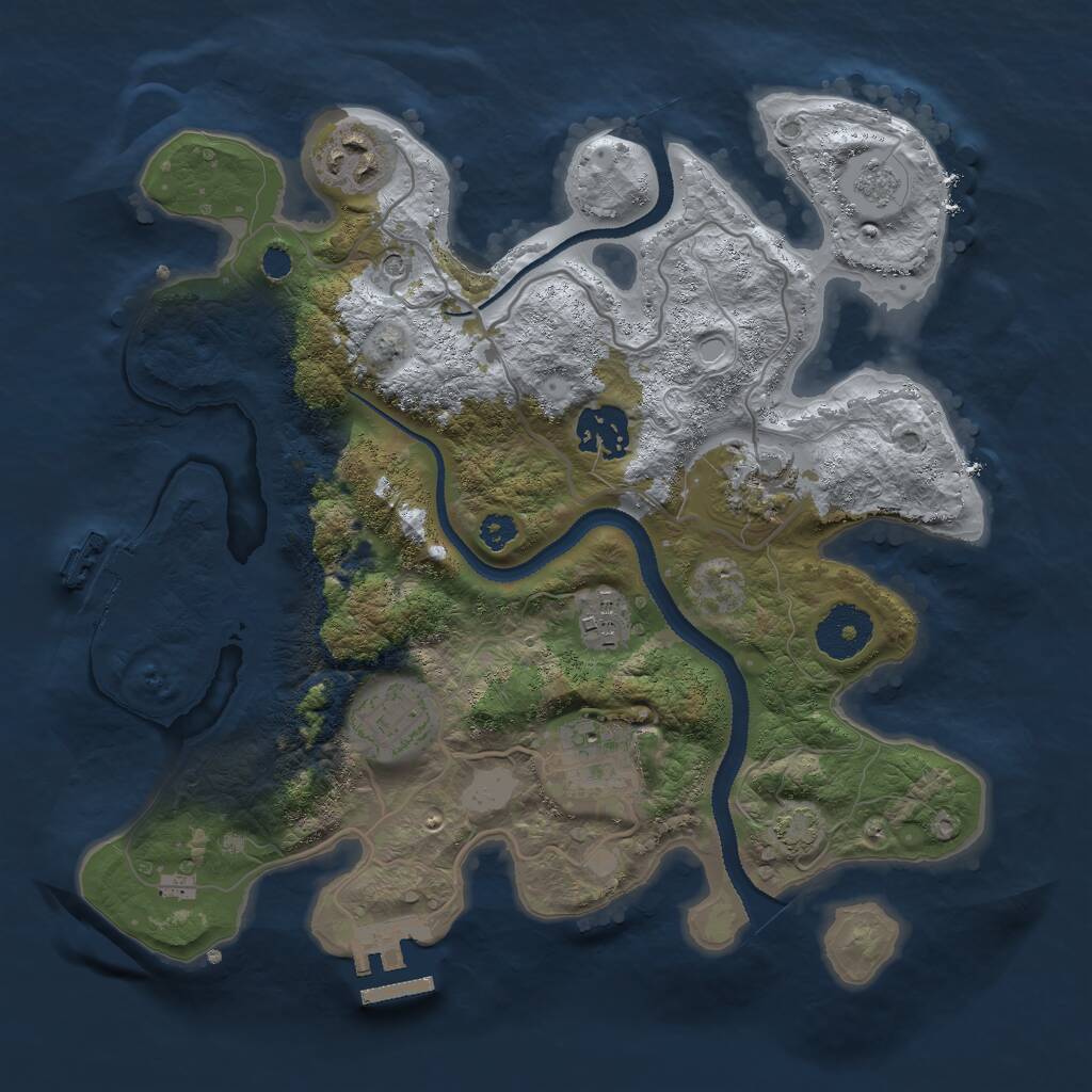 Rust Map: Procedural Map, Size: 3000, Seed: 129948793, 12 Monuments