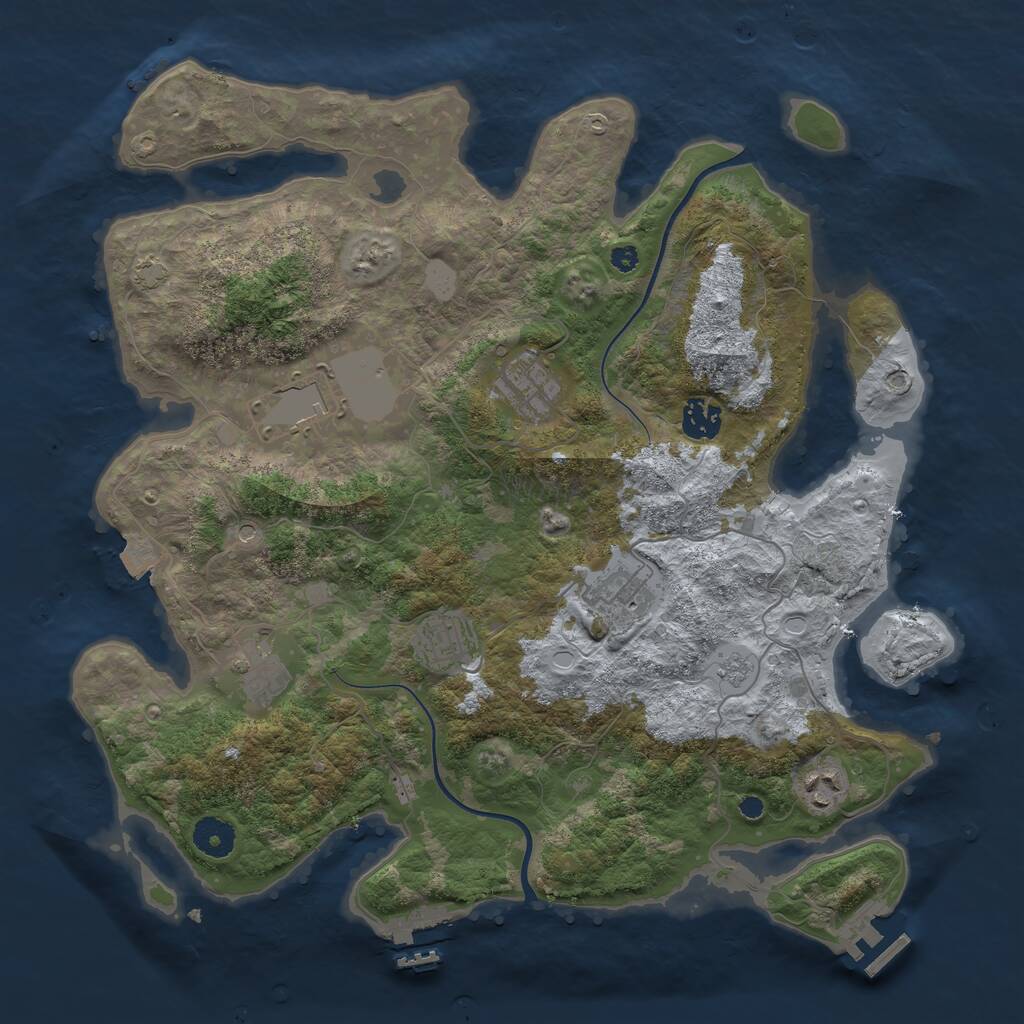 Rust Map: Procedural Map, Size: 3750, Seed: 4, 13 Monuments