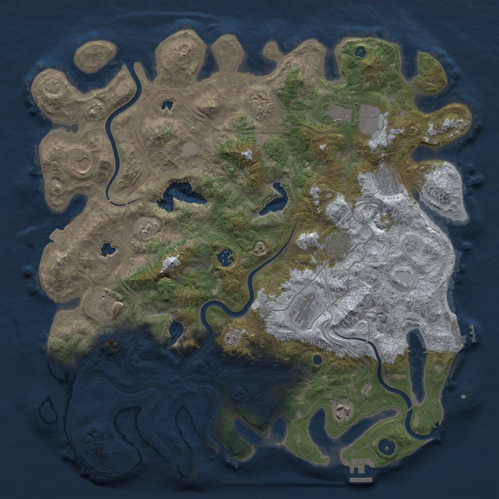 Rust Map: Procedural Map, Size: 4500, Seed: 922627, 16 Monuments
