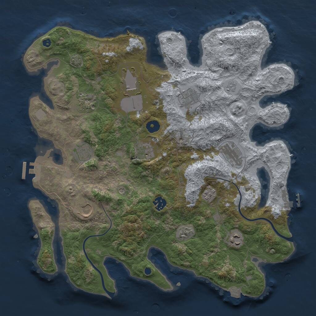 Rust Map: Procedural Map, Size: 3700, Seed: 71694432, 16 Monuments
