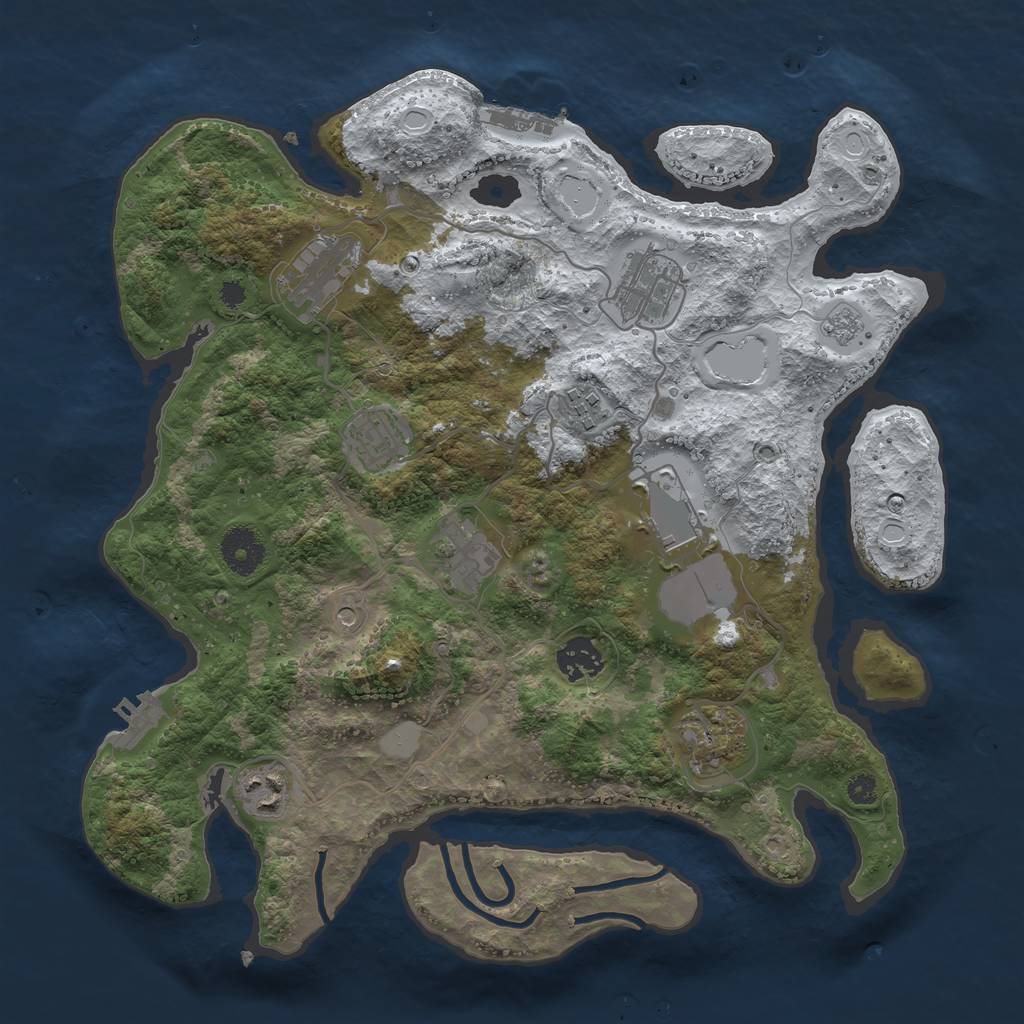 Rust Map: Procedural Map, Size: 3500, Seed: 879, 18 Monuments