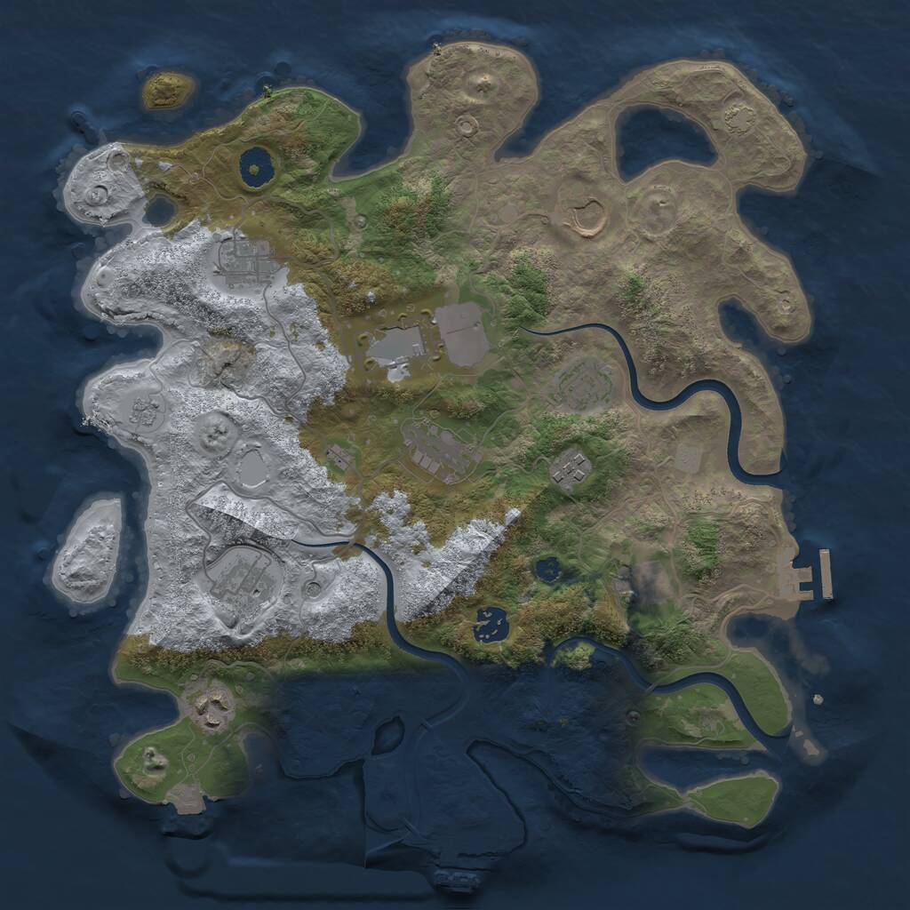Rust Map: Procedural Map, Size: 3700, Seed: 840332596, 16 Monuments