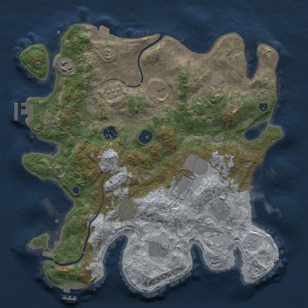 Rust Map: Procedural Map, Size: 3500, Seed: 782556705, 14 Monuments