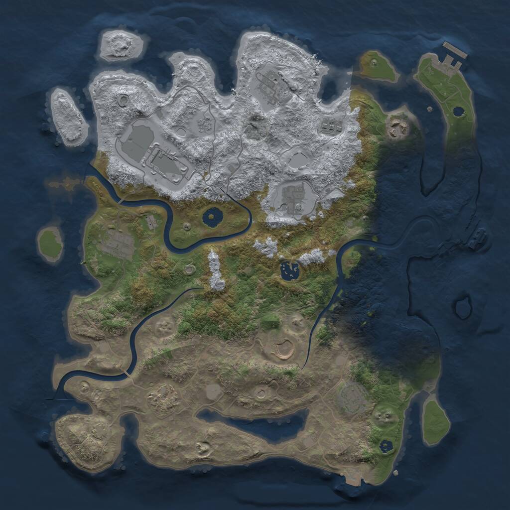 Rust Map: Procedural Map, Size: 3900, Seed: 18, 16 Monuments