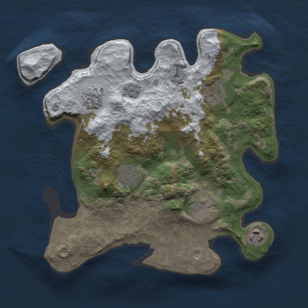 Rust Map: Barren, Size: 3000, Seed: 2123354990, 9 Monuments