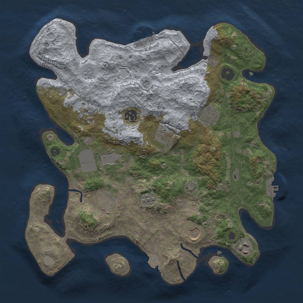 Rust Map: Procedural Map, Size: 3500, Seed: 1980709026, 17 Monuments