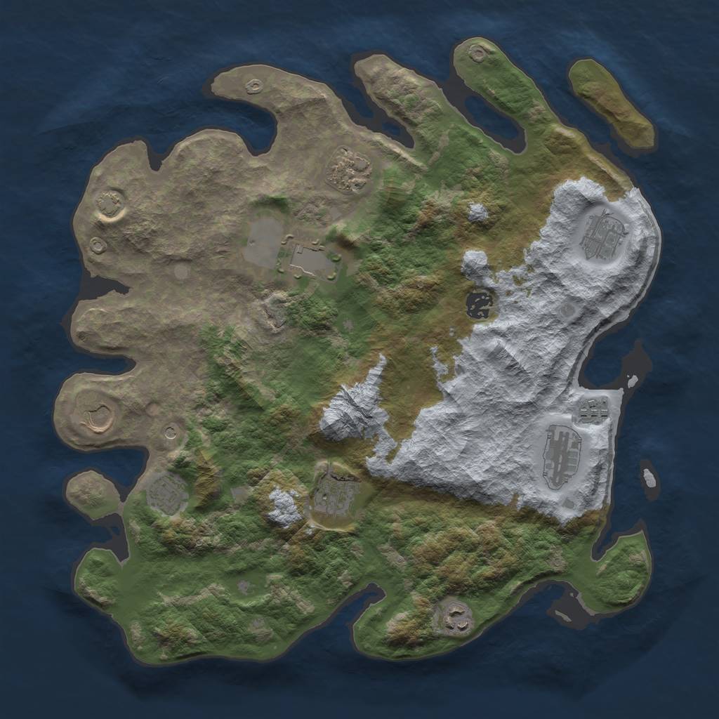 Rust Map: Barren, Size: 3900, Seed: 85775831, 14 Monuments