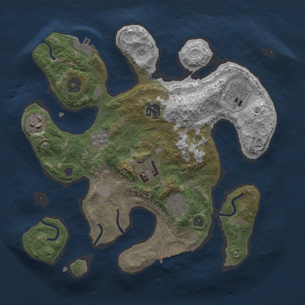 Rust Map: Procedural Map, Size: 3000, Seed: 2003890908, 14 Monuments