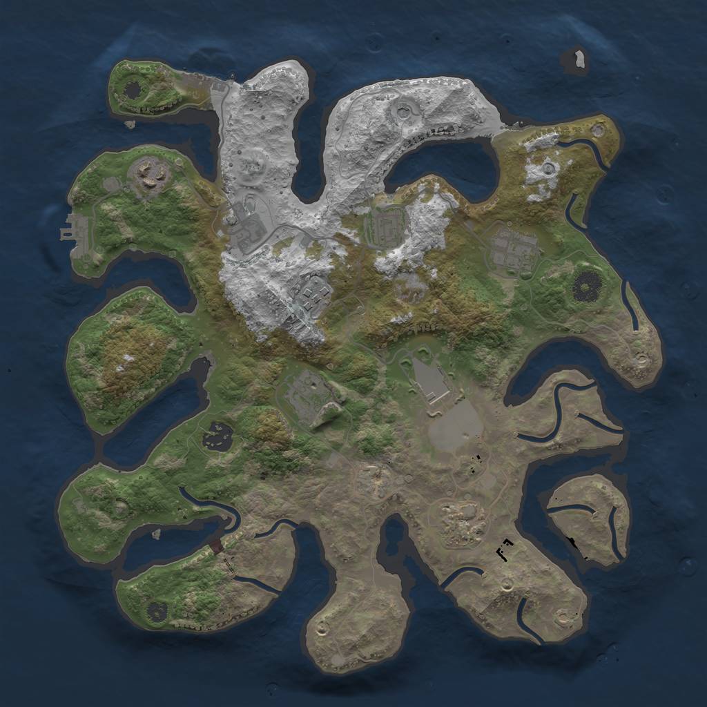Rust Map: Procedural Map, Size: 3500, Seed: 30052113, 14 Monuments