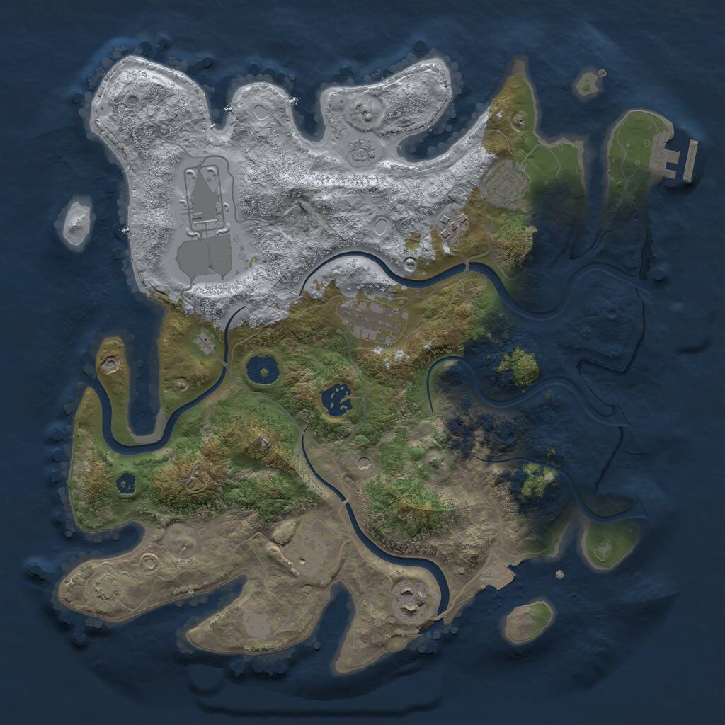 Rust Map: Procedural Map, Size: 3500, Seed: 165023, 12 Monuments