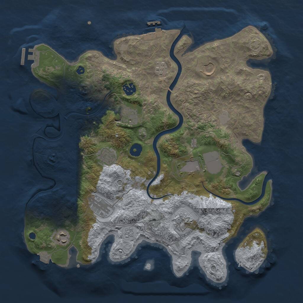 Rust Map: Procedural Map, Size: 3600, Seed: 2139750394, 15 Monuments