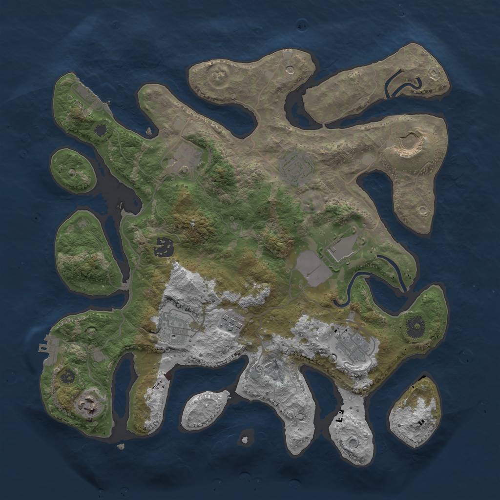 Rust Map: Procedural Map, Size: 3600, Seed: 2139750394, 14 Monuments