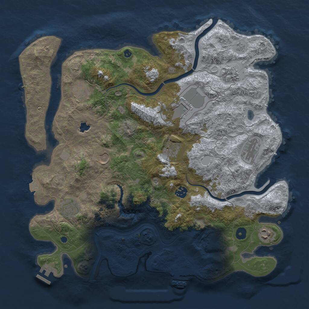 Rust Map: Procedural Map, Size: 4000, Seed: 1386, 16 Monuments