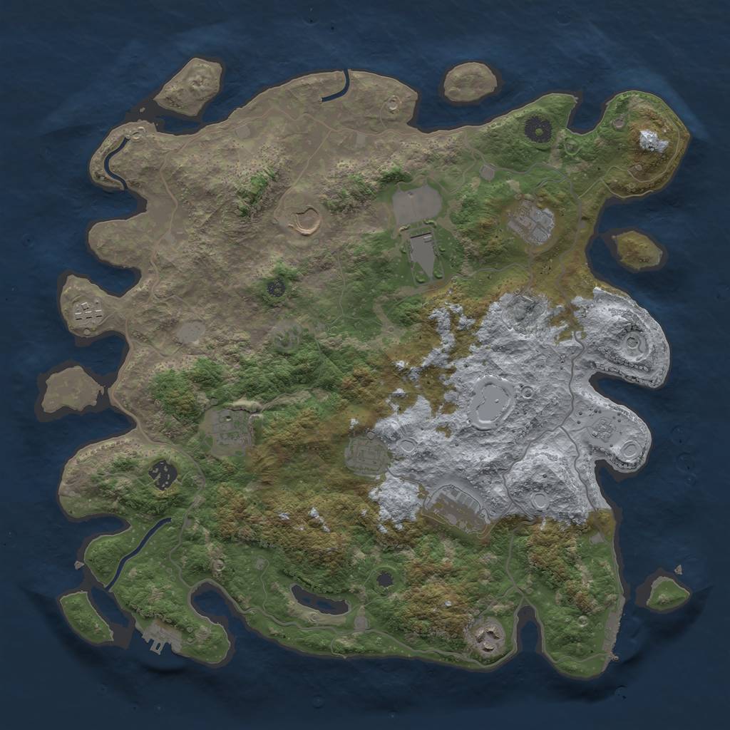 Rust Map: Procedural Map, Size: 4000, Seed: 2103371075, 16 Monuments