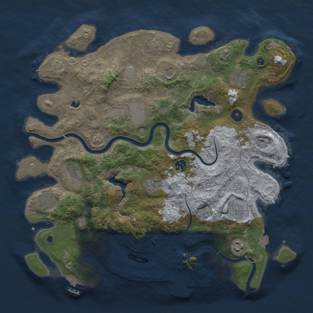 Rust Map: Procedural Map, Size: 4000, Seed: 2103371075, 16 Monuments