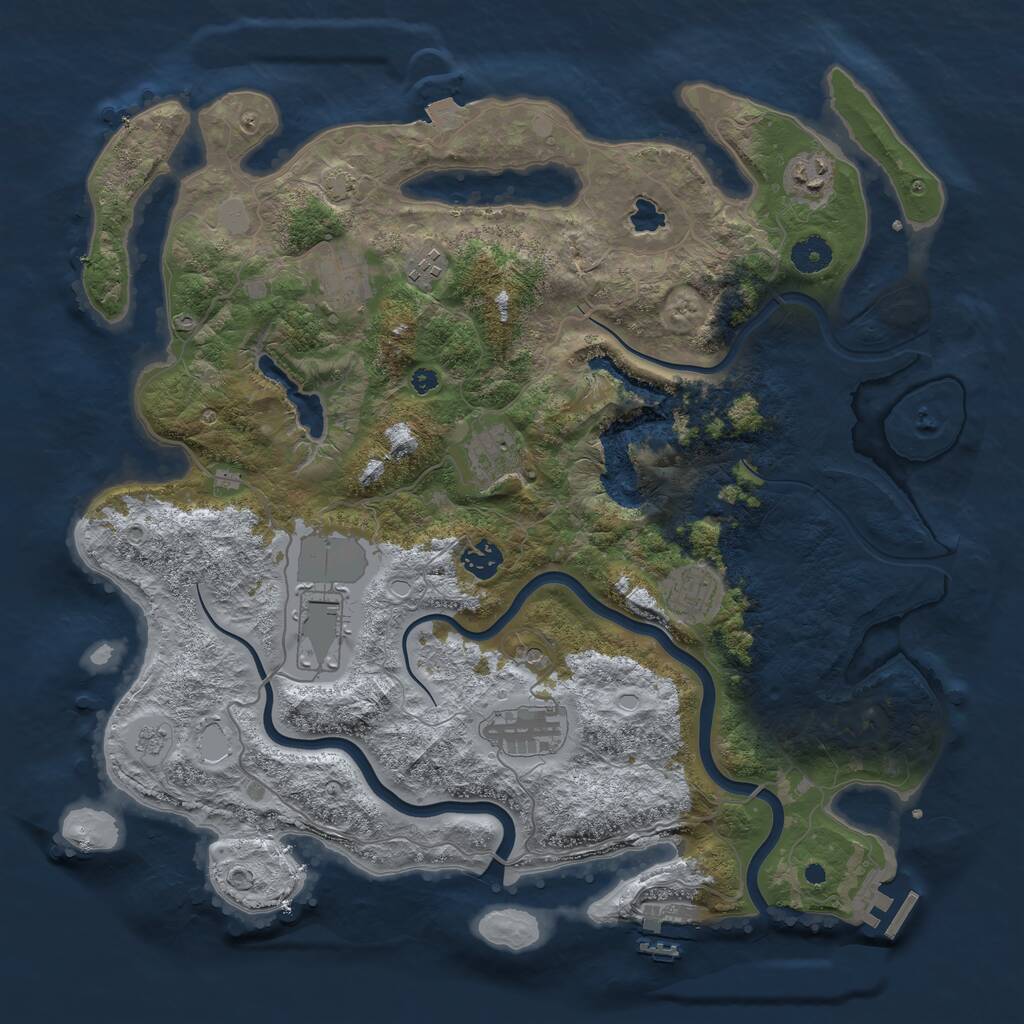 Rust Map: Procedural Map, Size: 4000, Seed: 872720, 14 Monuments