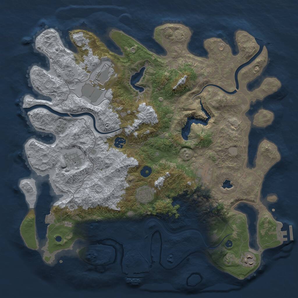 Rust Map: Procedural Map, Size: 4000, Seed: 168370, 13 Monuments