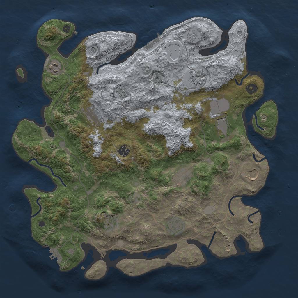Rust Map: Procedural Map, Size: 4000, Seed: 323877, 17 Monuments
