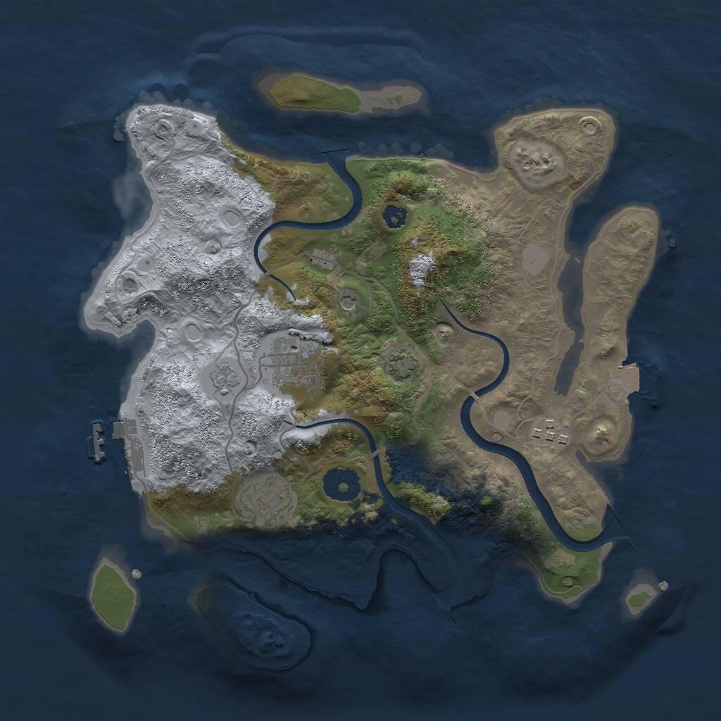 Rust Map: Procedural Map, Size: 3000, Seed: 2183492, 8 Monuments