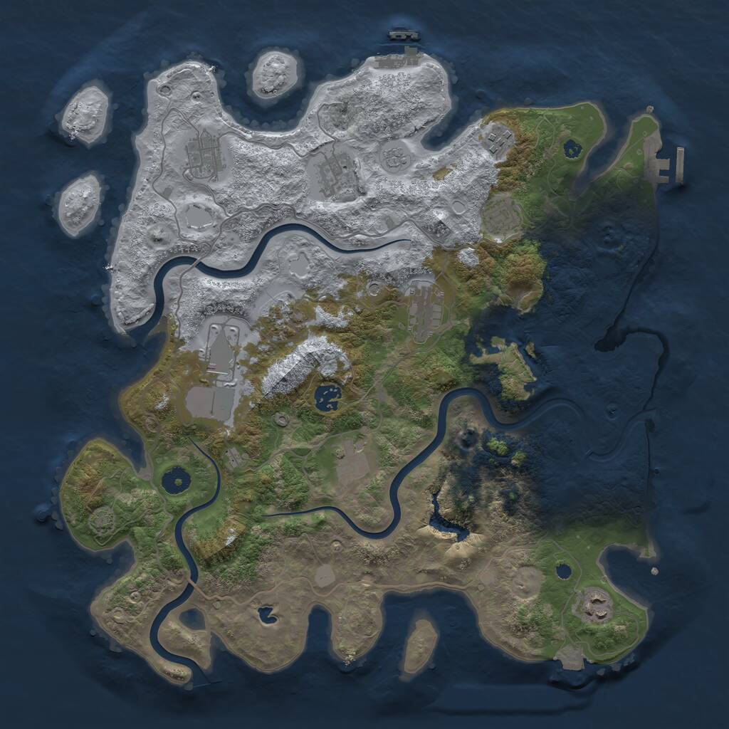 Rust Map: Procedural Map, Size: 4000, Seed: 571151, 16 Monuments