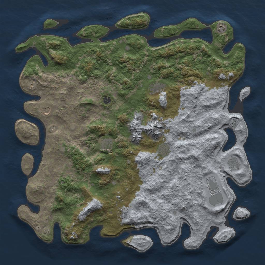 Rust Map: Barren, Size: 5000, Seed: 73282452, 14 Monuments