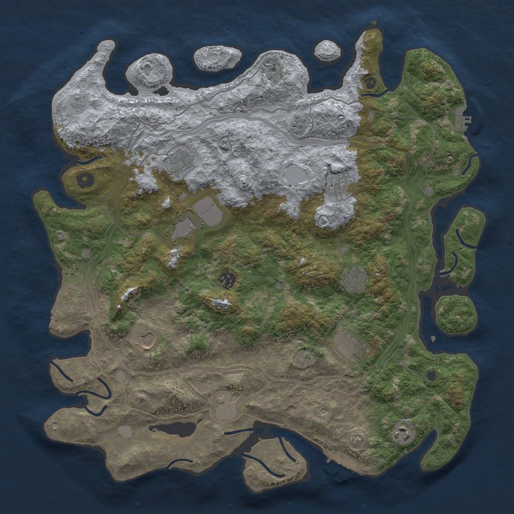 Rust Map: Procedural Map, Size: 4500, Seed: 5162047, 17 Monuments