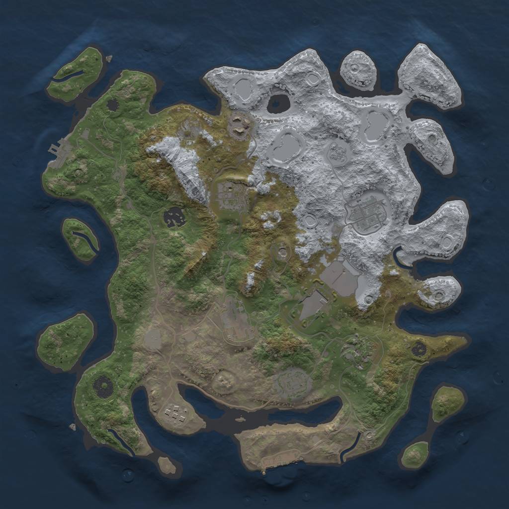 Rust Map: Procedural Map, Size: 3600, Seed: 12414, 16 Monuments