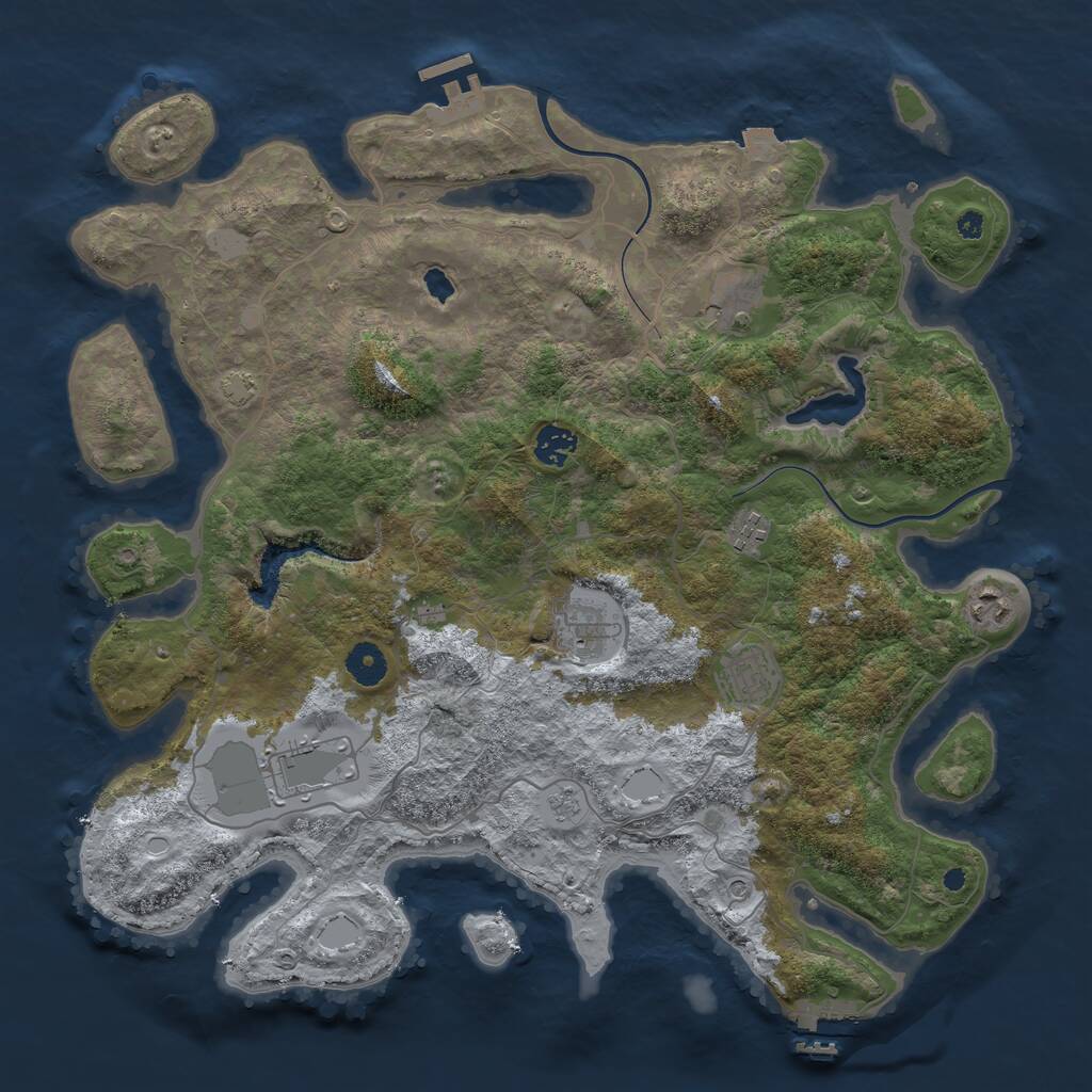Rust Map: Procedural Map, Size: 4000, Seed: 875022101, 13 Monuments