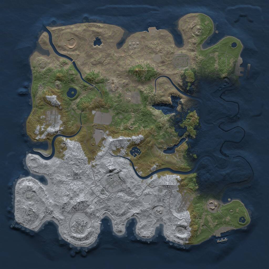 Rust Map: Procedural Map, Size: 4000, Seed: 533658, 17 Monuments