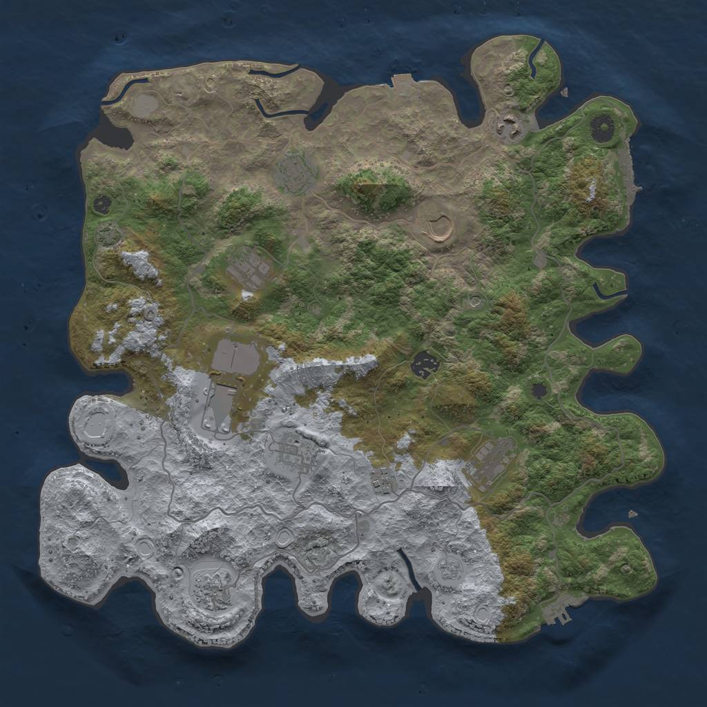 Rust Map: Procedural Map, Size: 4000, Seed: 533658, 18 Monuments