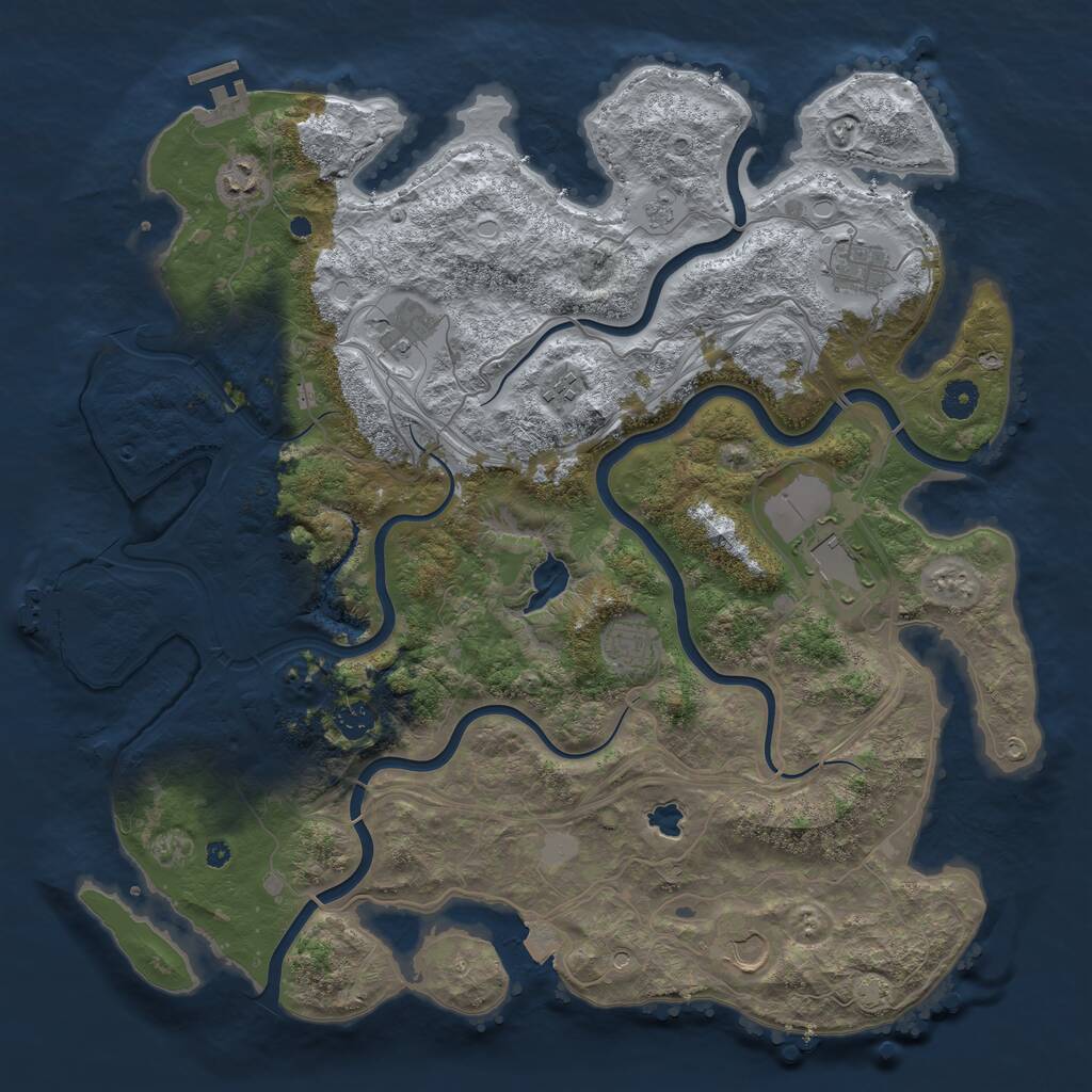 Rust Map: Procedural Map, Size: 4250, Seed: 291751829, 14 Monuments