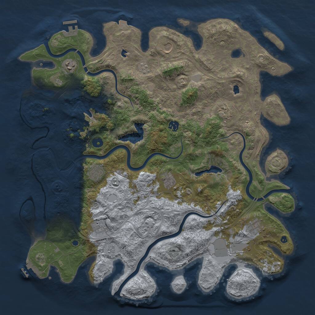 Rust Map: Procedural Map, Size: 4500, Seed: 84353235, 16 Monuments