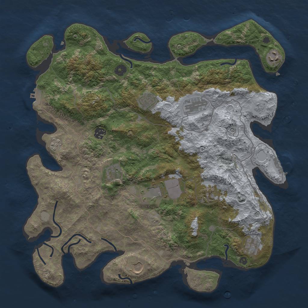 Rust Map: Procedural Map, Size: 4000, Seed: 151047, 17 Monuments