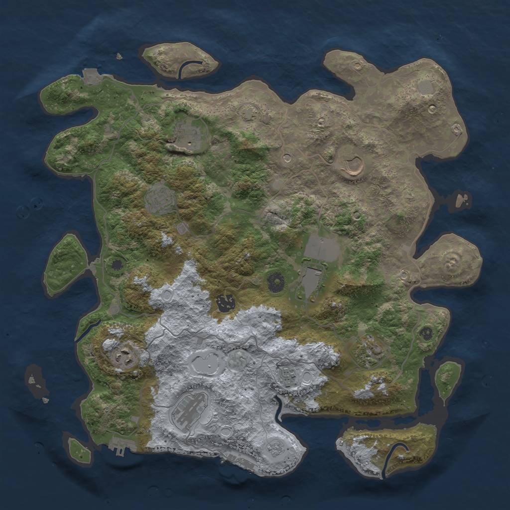 Rust Map: Procedural Map, Size: 4000, Seed: 46379562, 17 Monuments