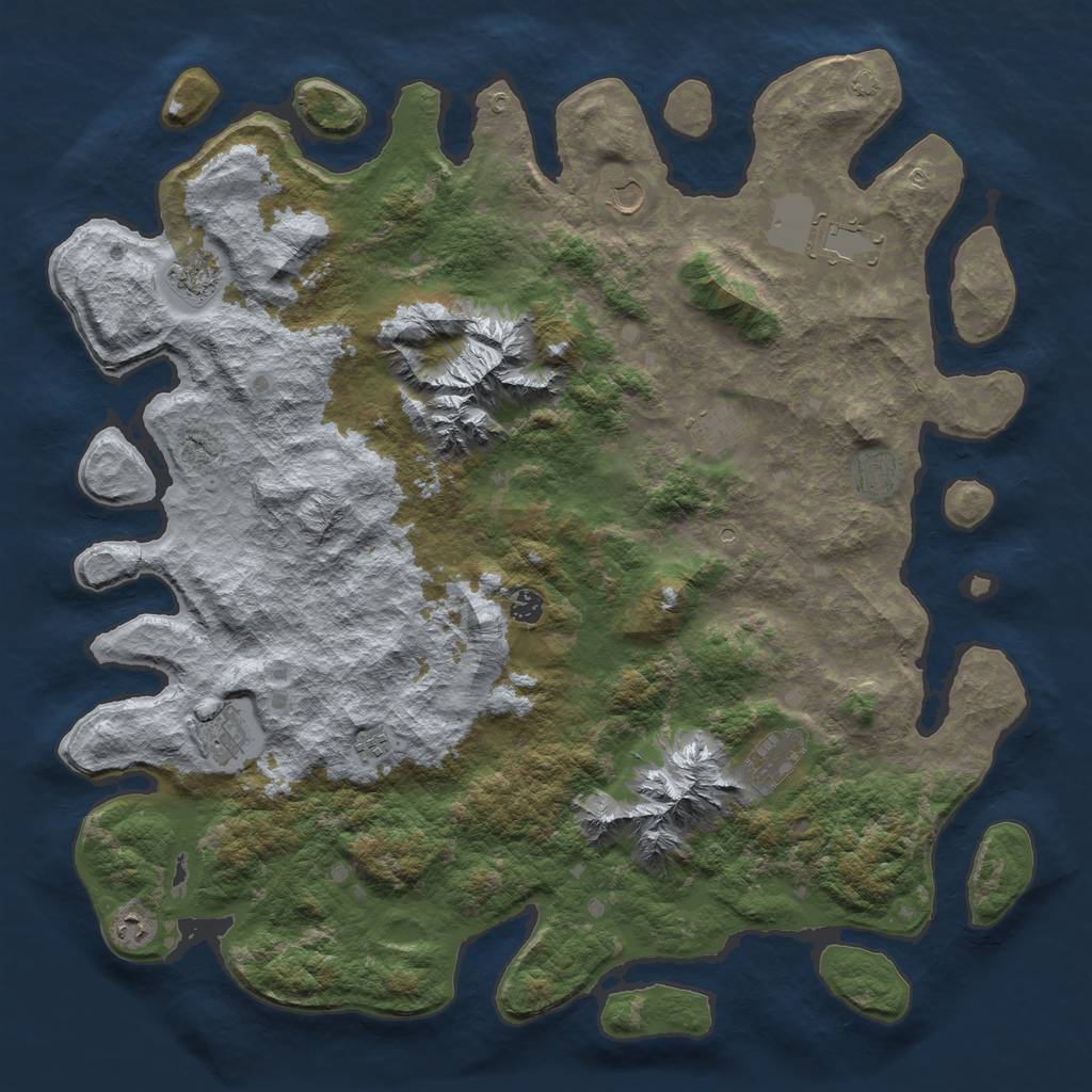 Rust Map: Barren, Size: 5000, Seed: 123456, 14 Monuments